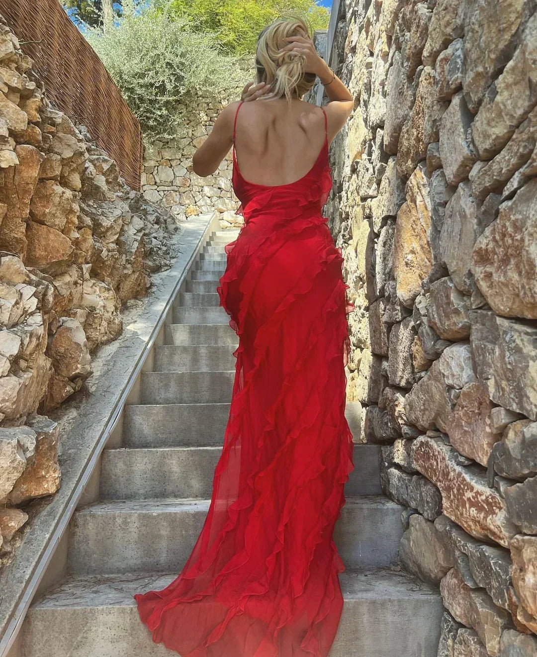 Valentina Cascading Ruffle Maxi Dress
