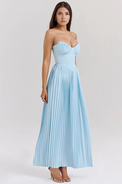Ysavelle Pleated Wedding Guest Maxi Dress