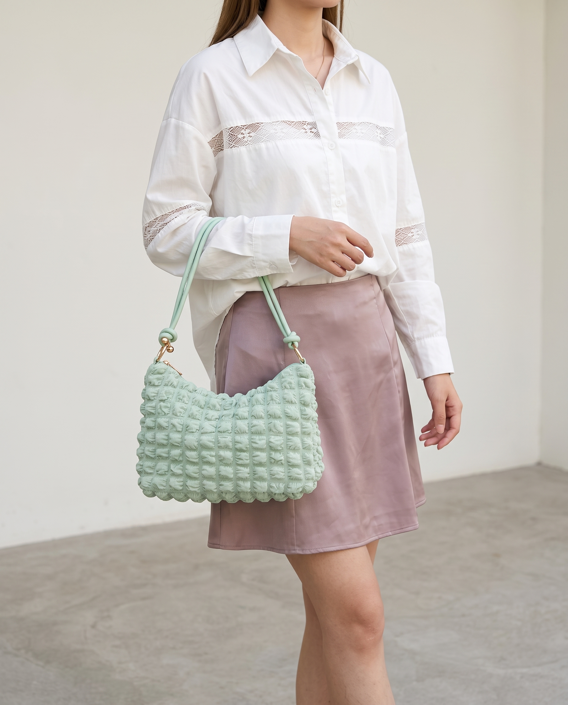 Marguerite Quilted Shoulder Bag - Green