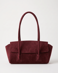 Tabitha Suede Shoulder Tote Bag - Burgundy
