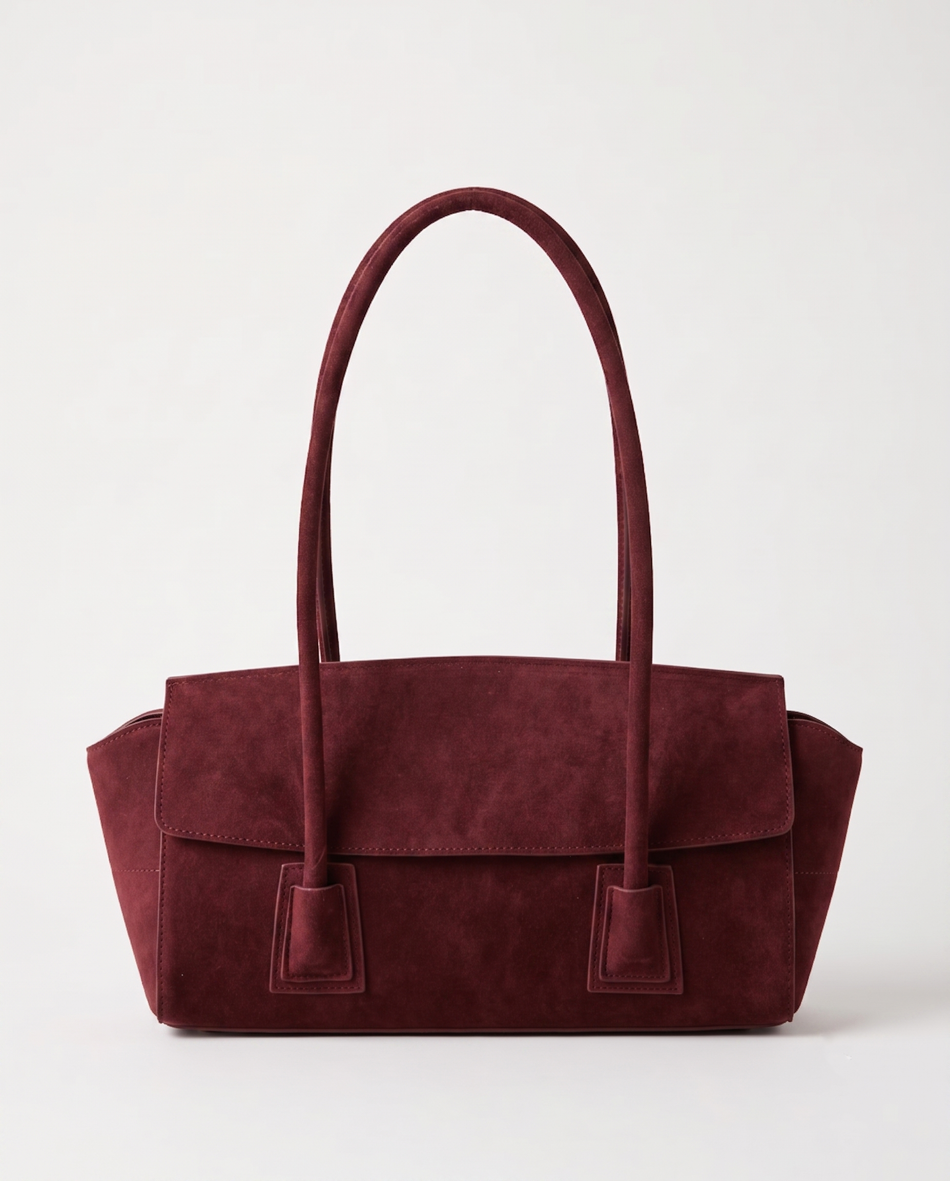 Tabitha Suede Shoulder Tote Bag - Burgundy