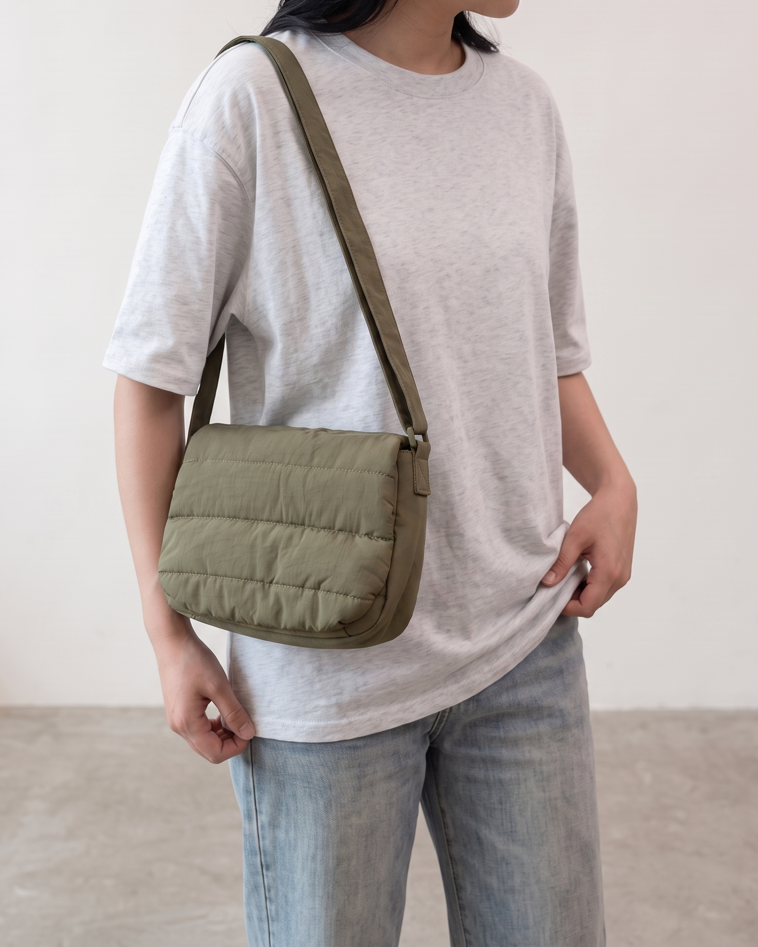 Primella Quilted Crossbody Shoulder Bag - Green