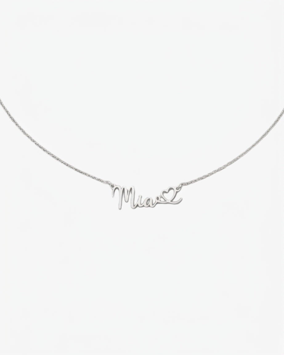 Amara Women's Personalized Name Necklace, Heart Accent Necklace