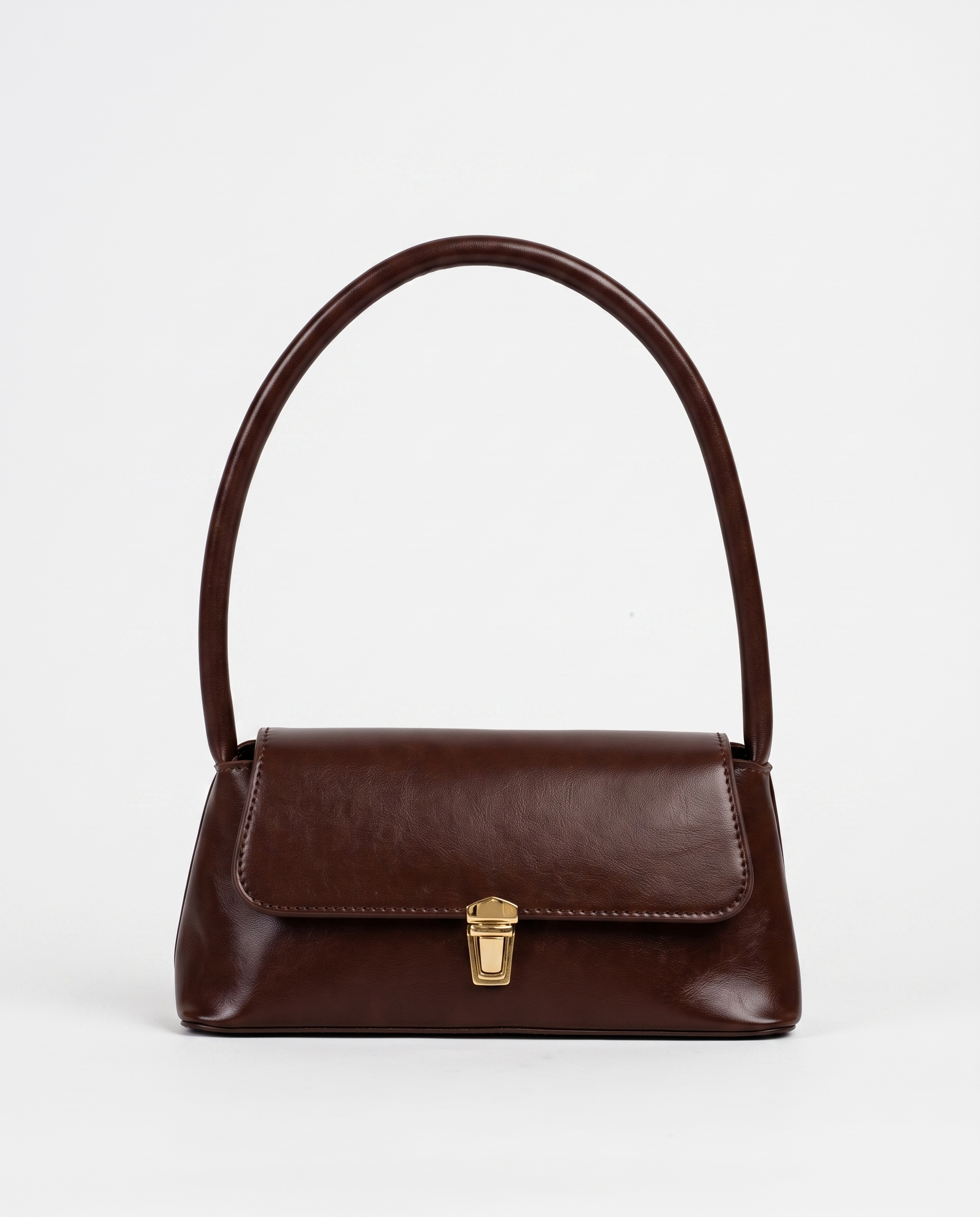 Beatrix Leather Shoulder Handbag - Dark Brown