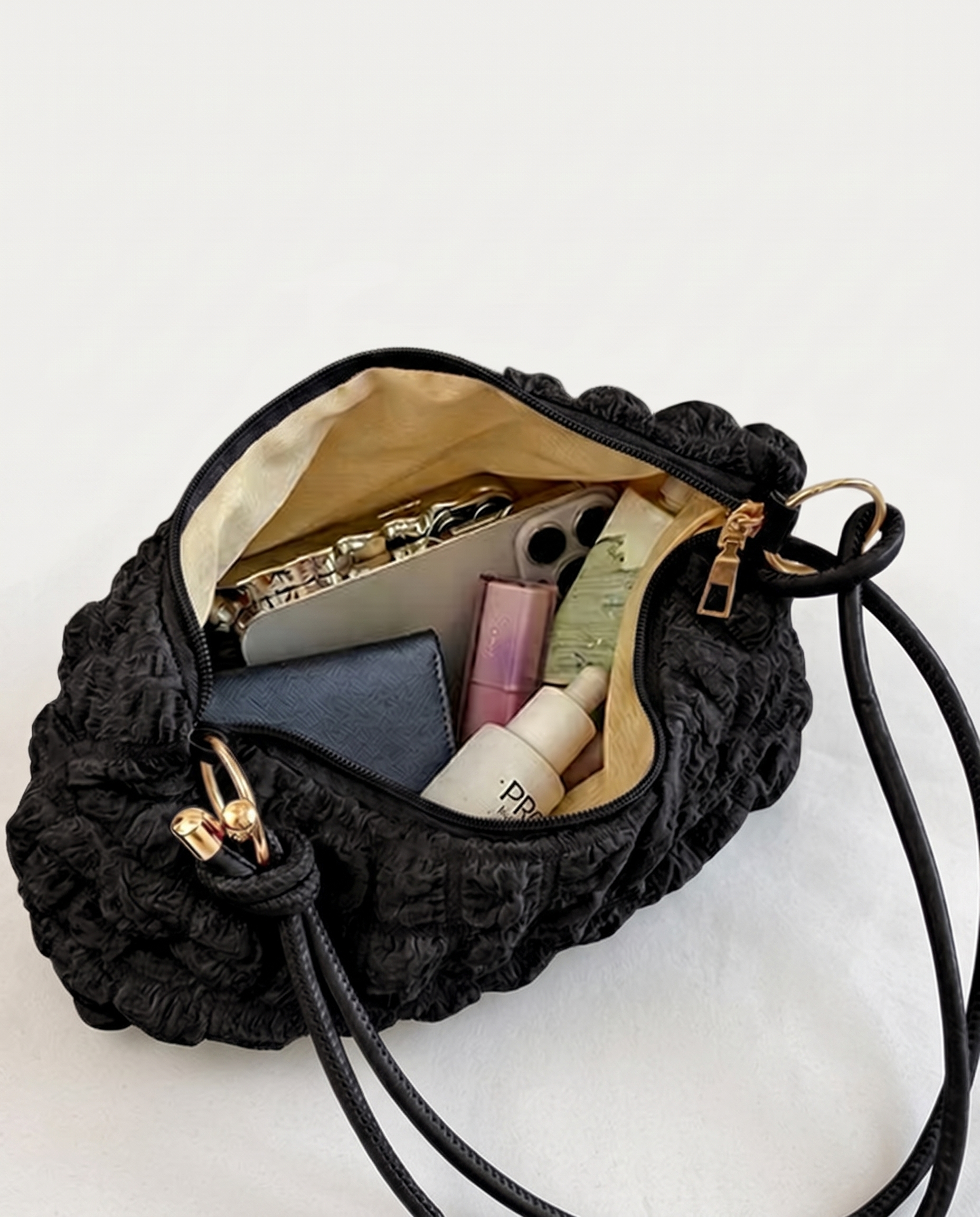 Marguerite Quilted Shoulder Bag - Black