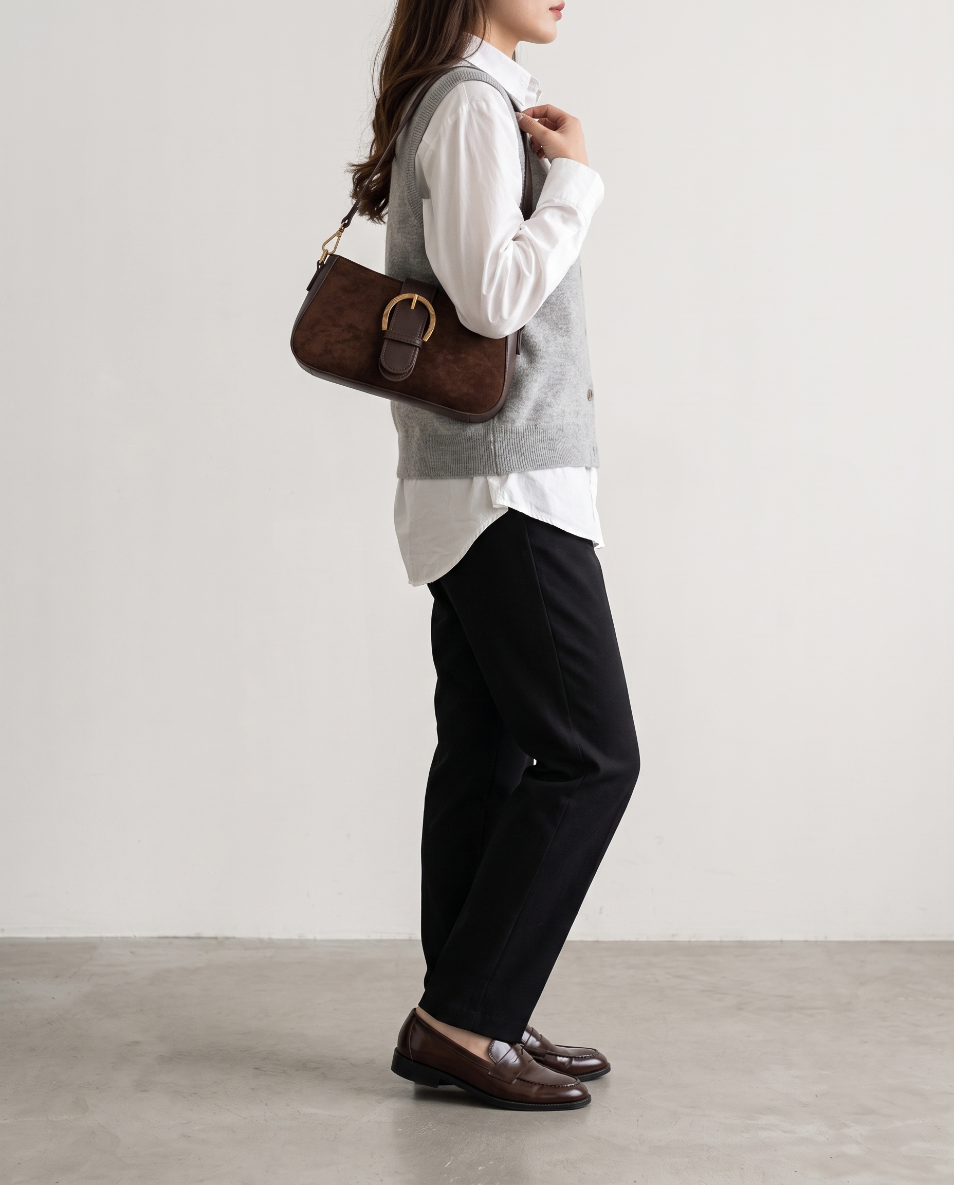 Verity Structured Women's Shoulder Bag, Faux Suede Statement Bag