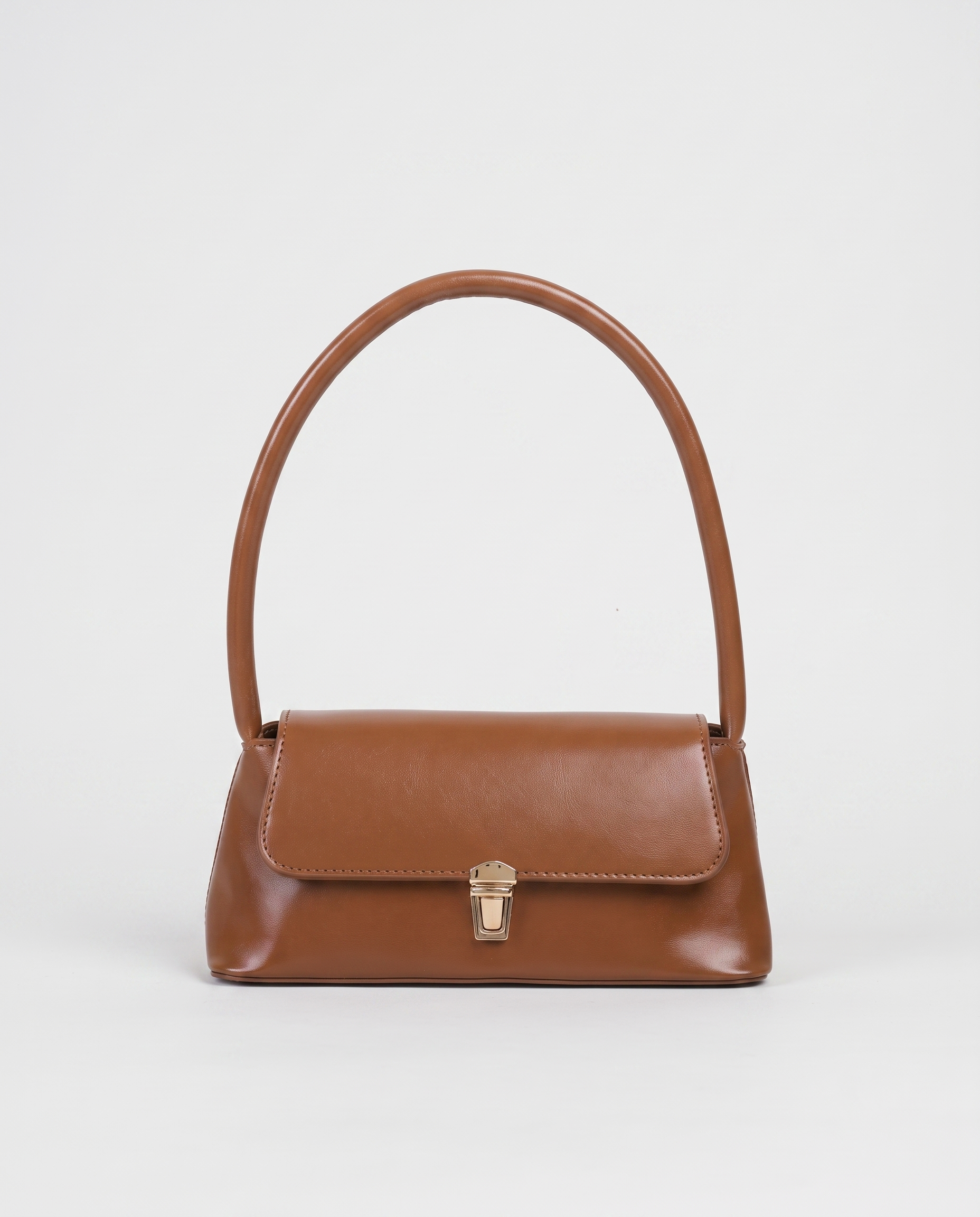 Beatrix Structured Women's Shoulder Handbag, Vegan Leather Turn-Lock Bag
