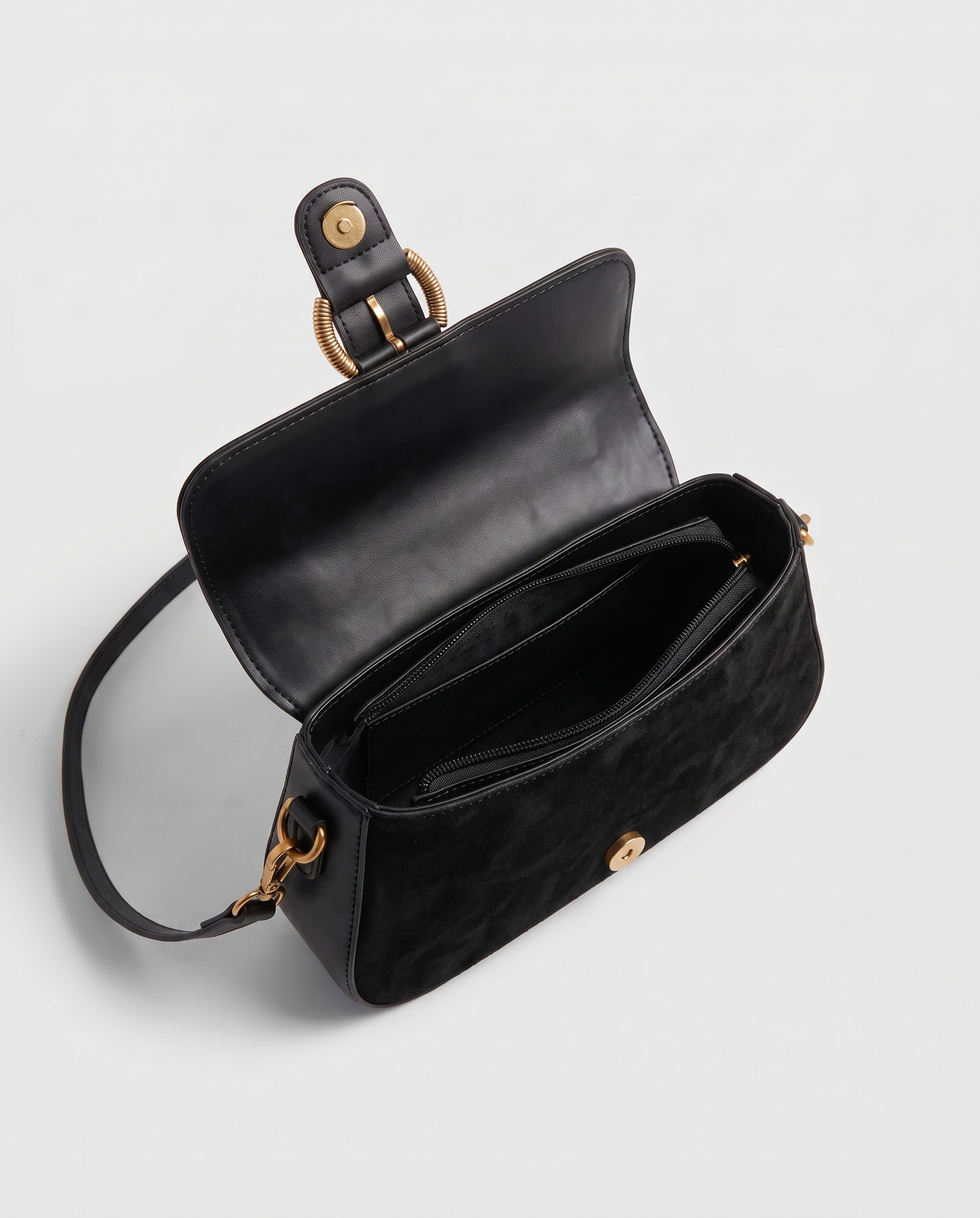 Verity Structured Women's Shoulder Bag, Faux Suede Statement Bag