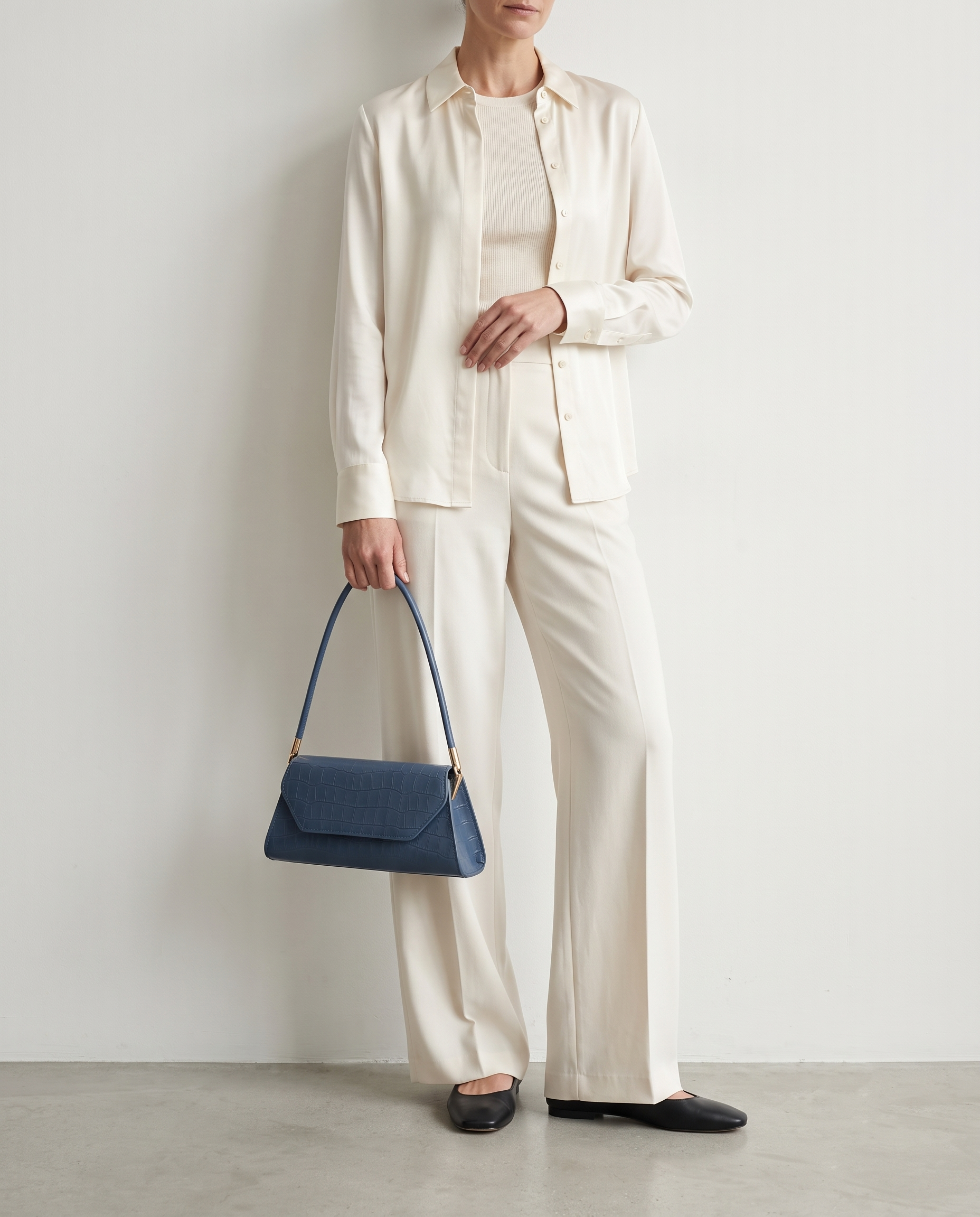Philippa Croc Embossed Shoulder Bag - Blue