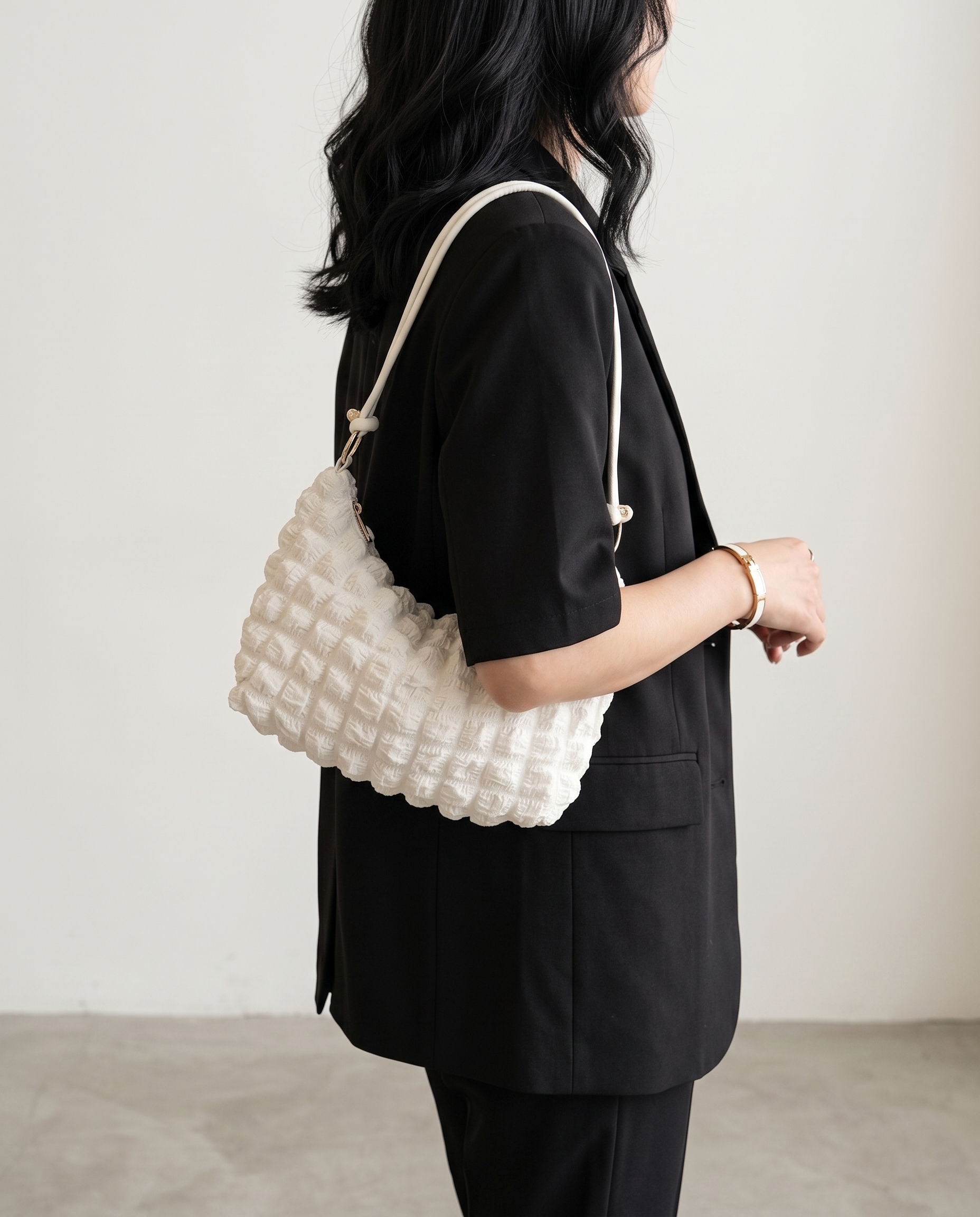 Marguerite Quilted Shoulder Bag - White