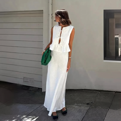 Elodie Sleeveless Linen Maxi Skirt Co-Ord Set