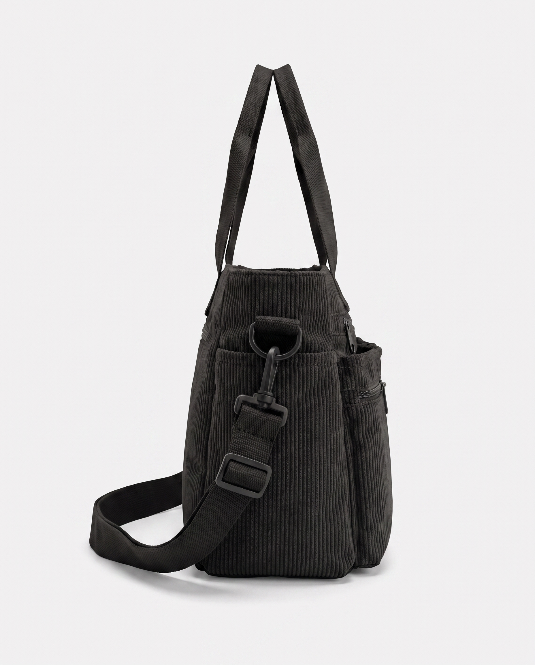 Griselda Corduroy Utility Tote Bag - Black