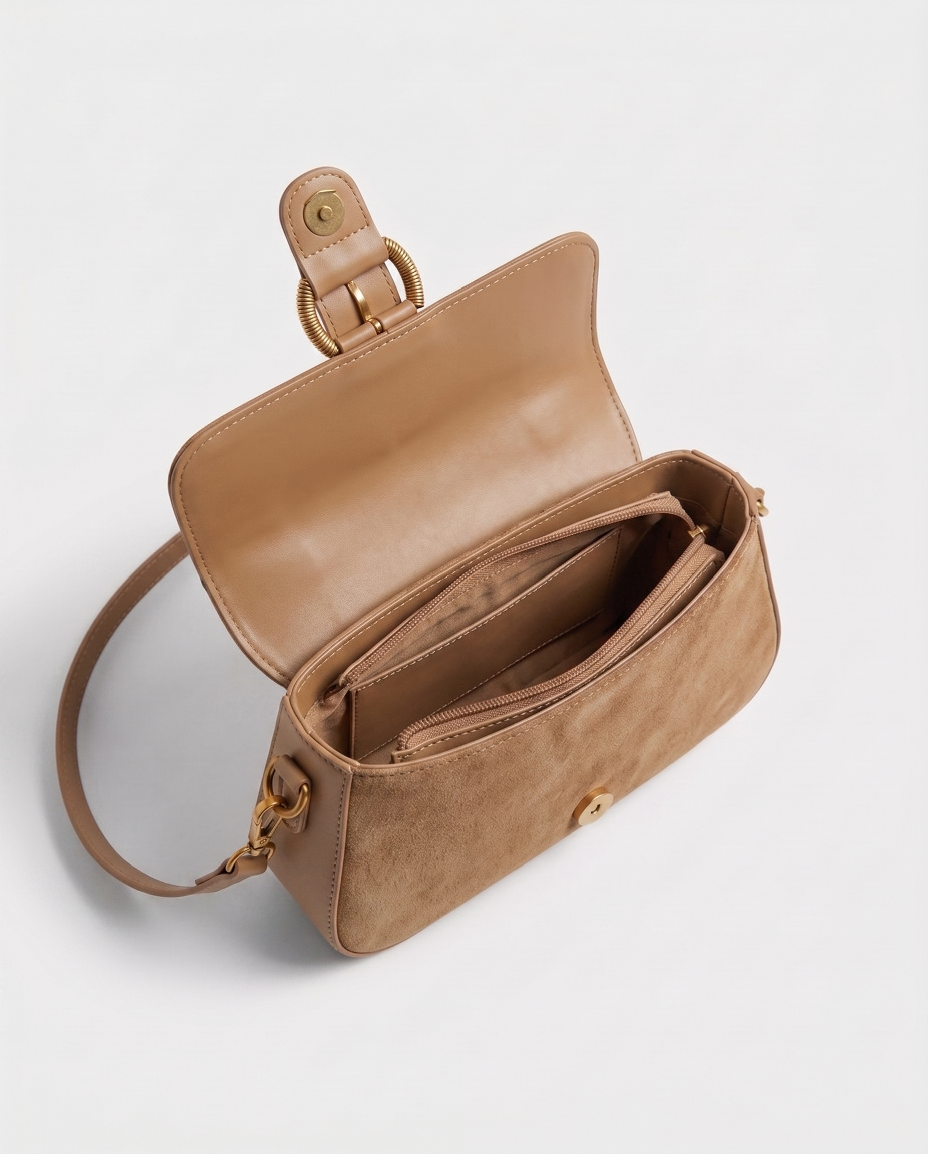 Verity Structured Women's Shoulder Bag, Faux Suede Statement Bag