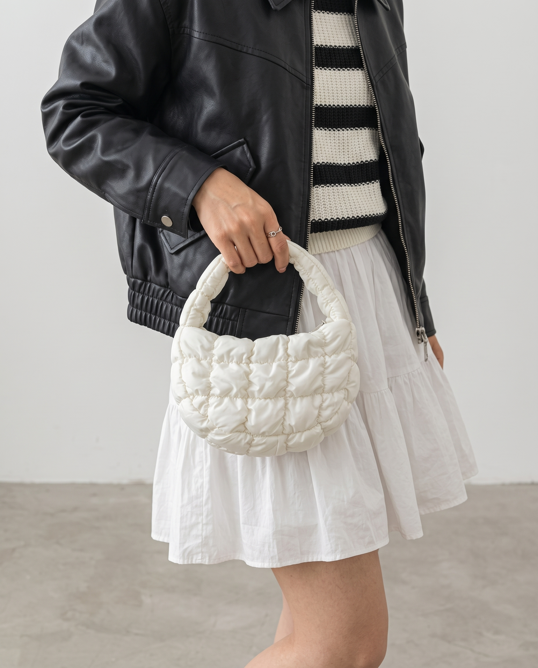 Augusta Quilted Shoulder Bag - White