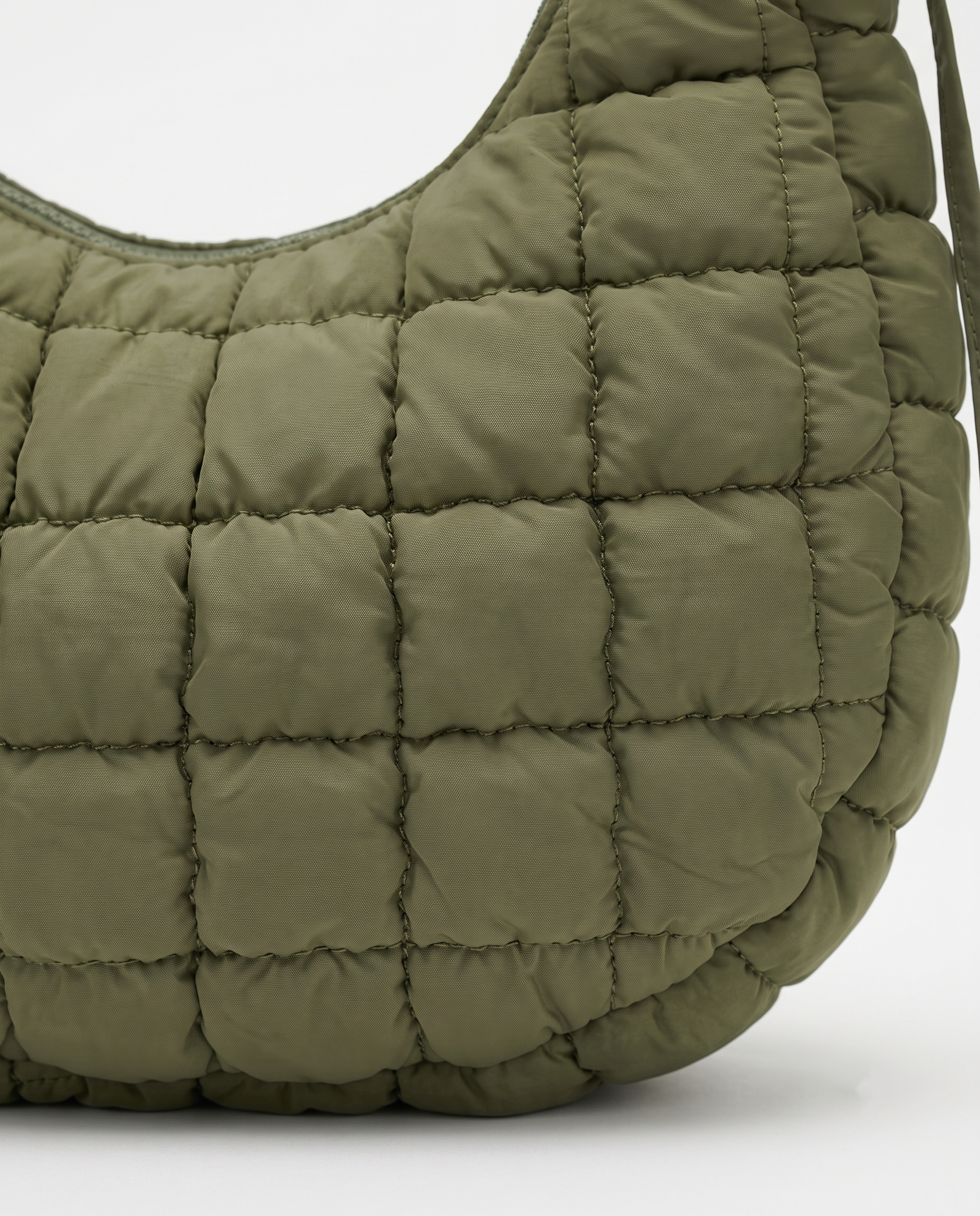 Rosalie Ruffle Quilted Hobo Shoulder Bag - Green