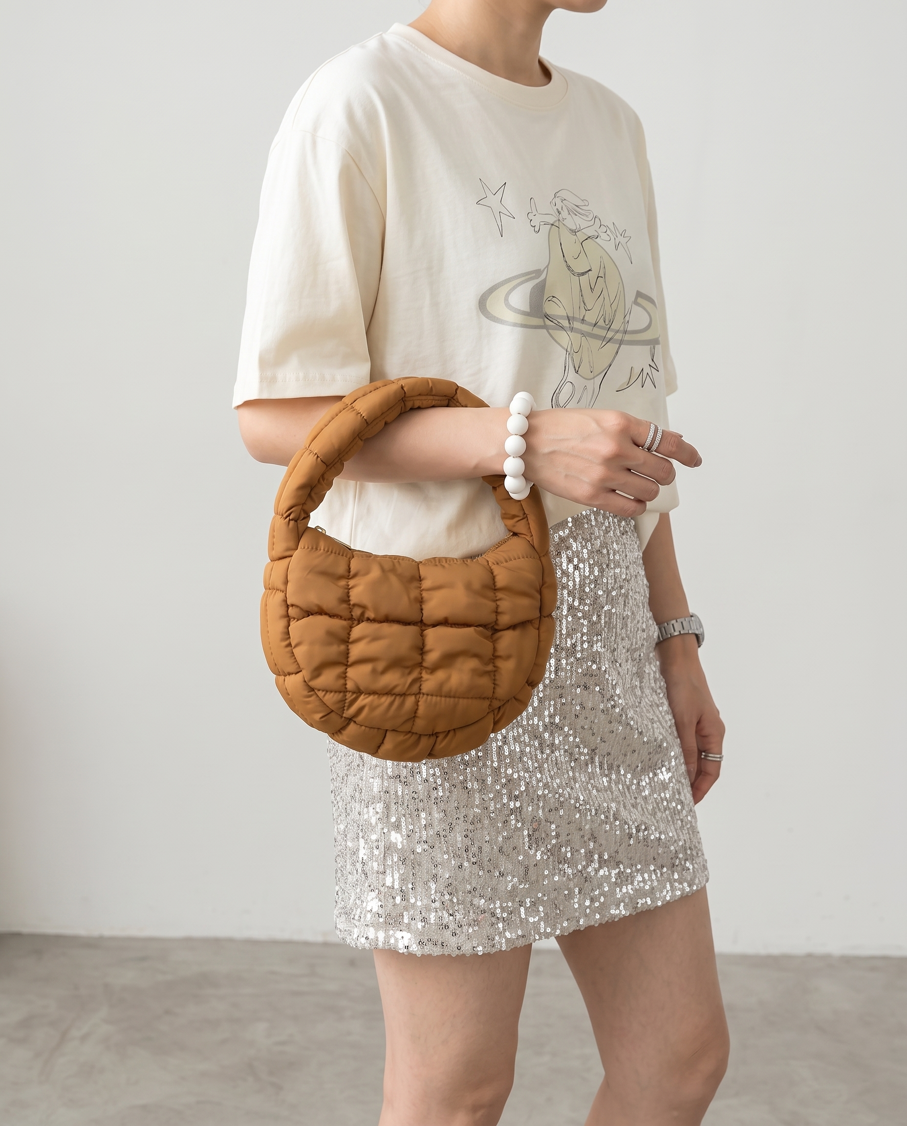 Augusta Quilted Shoulder Bag - Brown