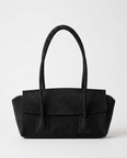 Tabitha Suede Shoulder Tote Bag - Black