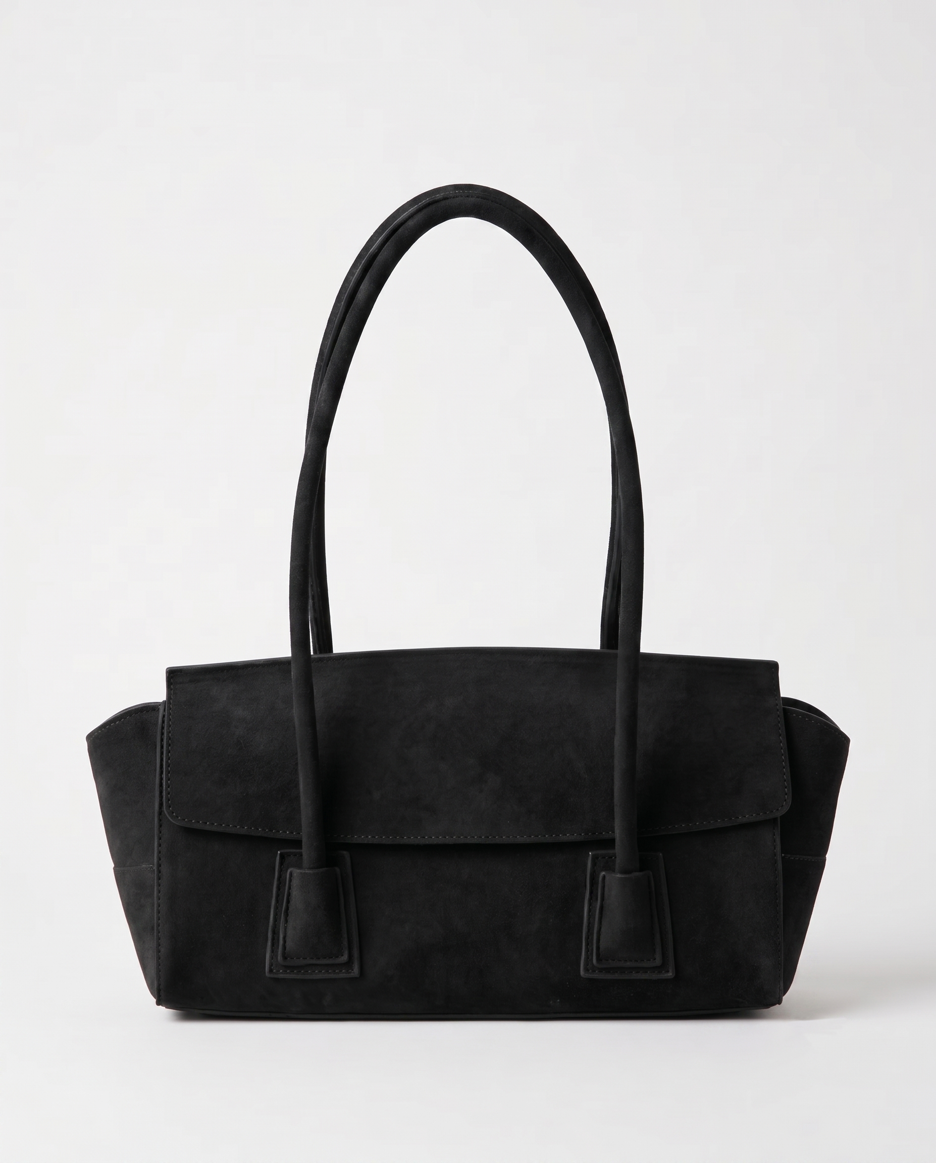 Tabitha Suede Shoulder Tote Bag - Black