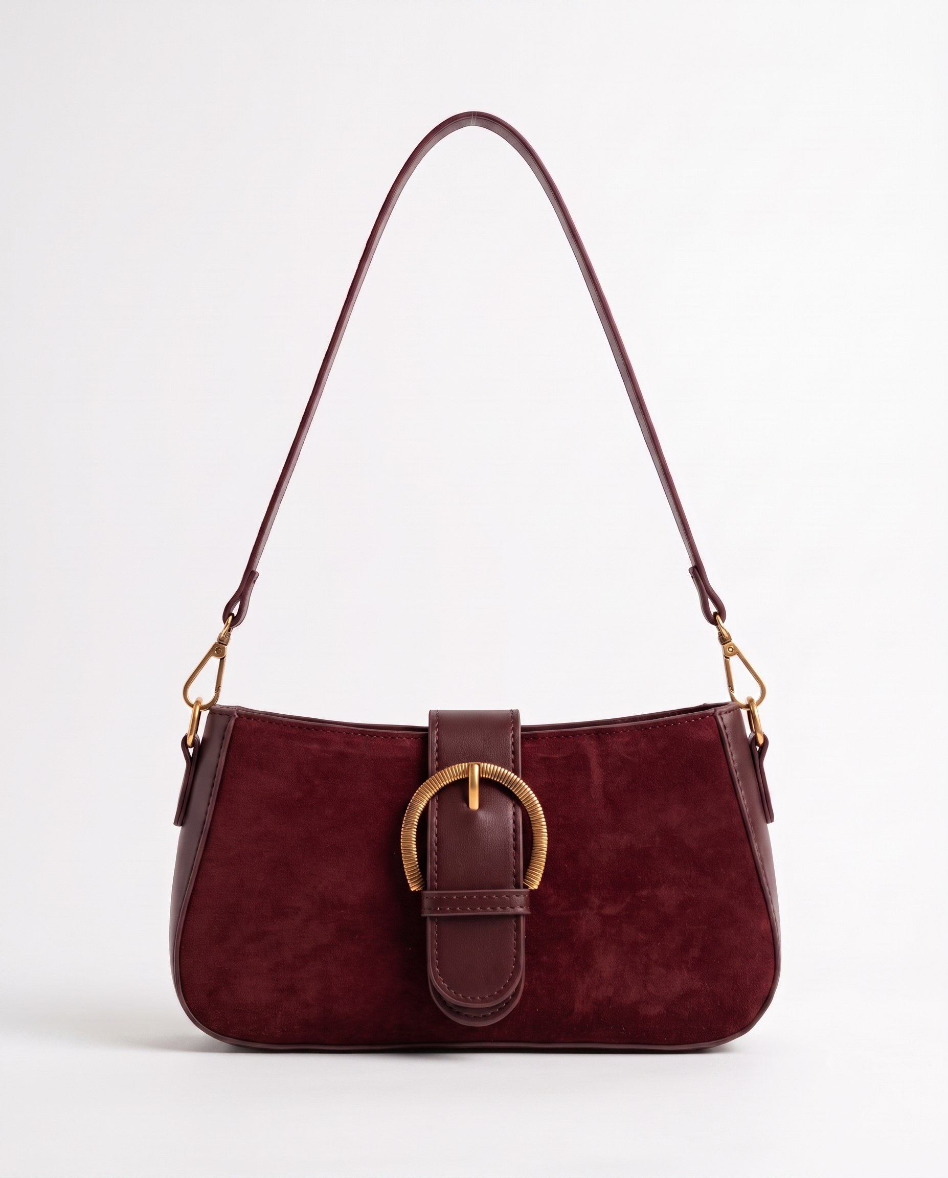 Verity Suede Shoulder Bag - Burgundy