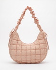 Rosalie Ruffle Quilted Hobo Shoulder Bag - Pink