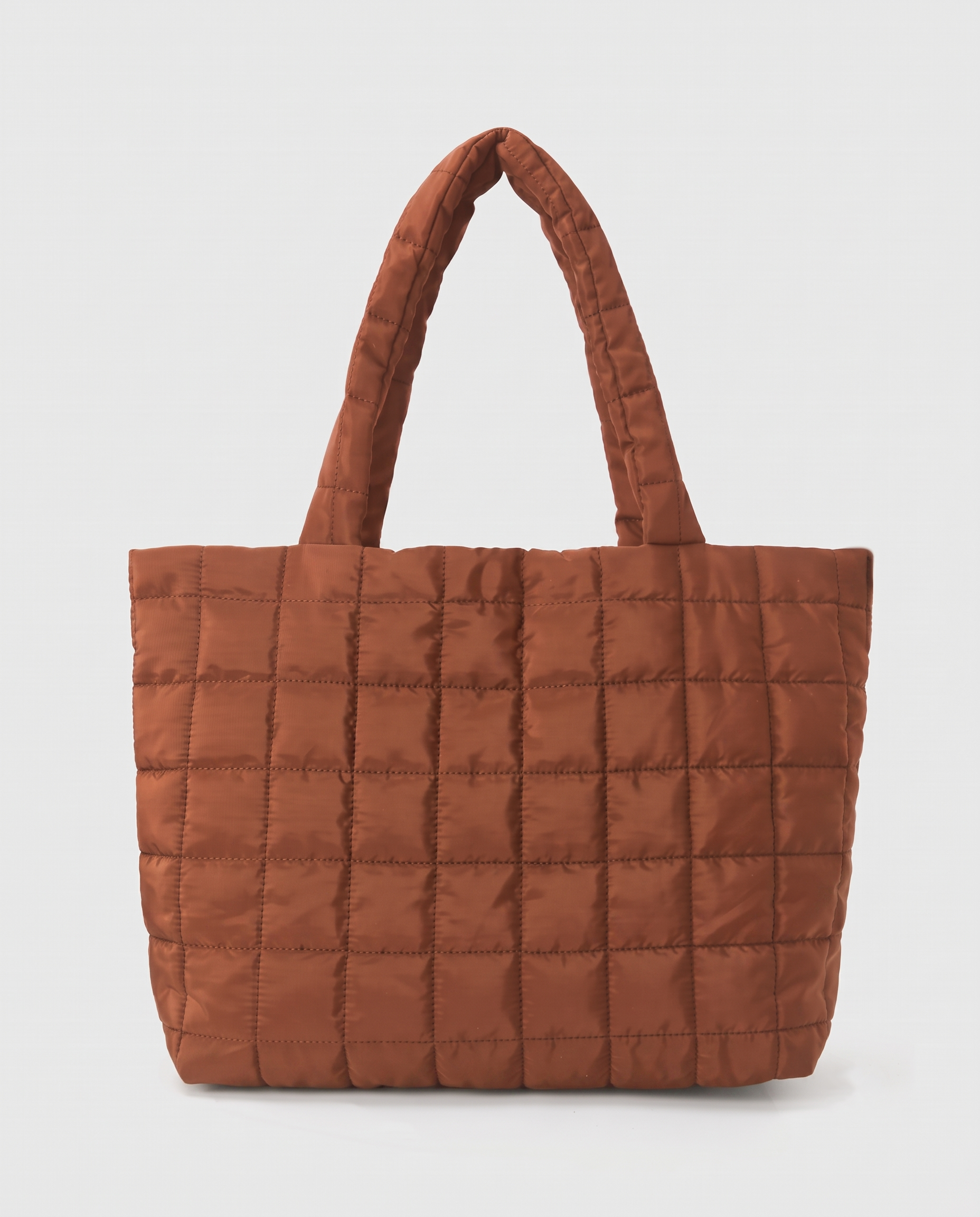 Briony Large Quilted Tote Bag - Brown