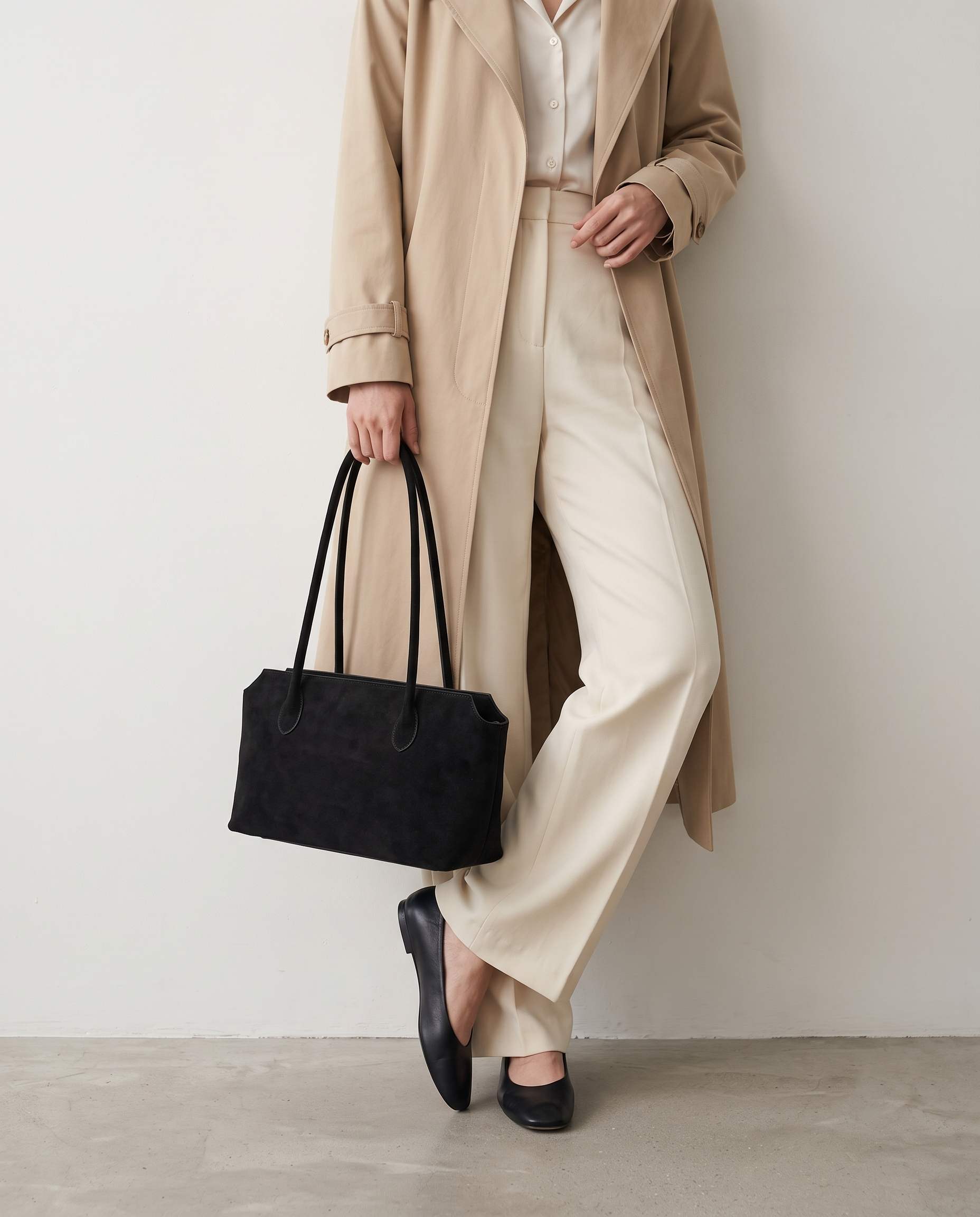 Jemima Suede Tote Bag - Black