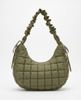 Rosalie Ruffle Quilted Hobo Shoulder Bag - Green
