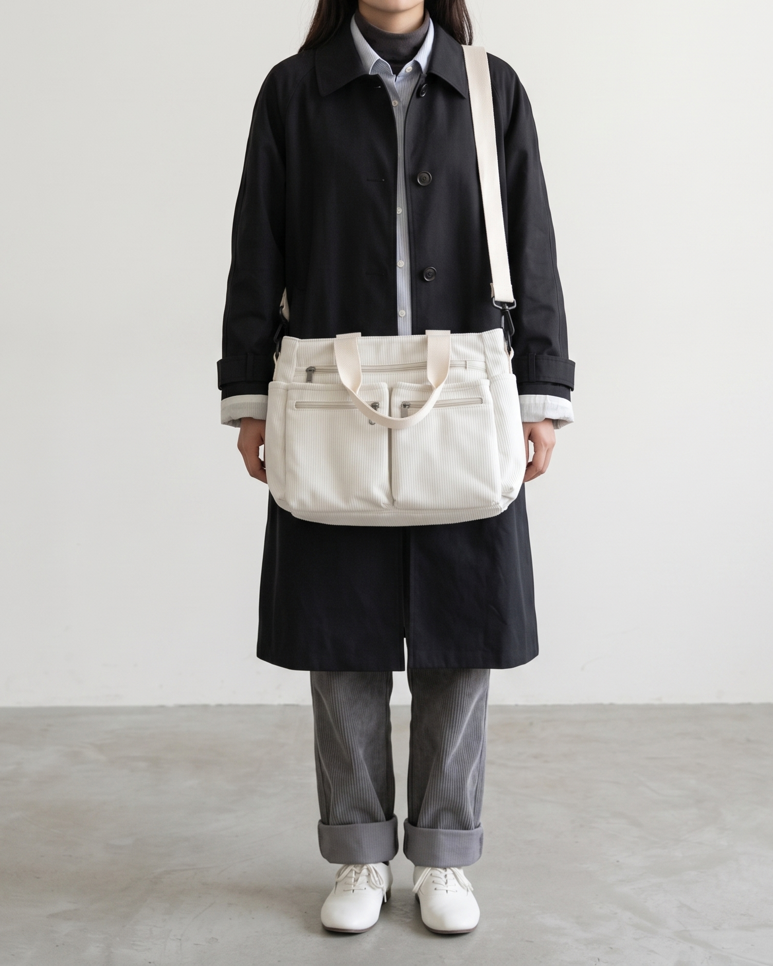 Griselda Corduroy Utility Tote Bag - Beige