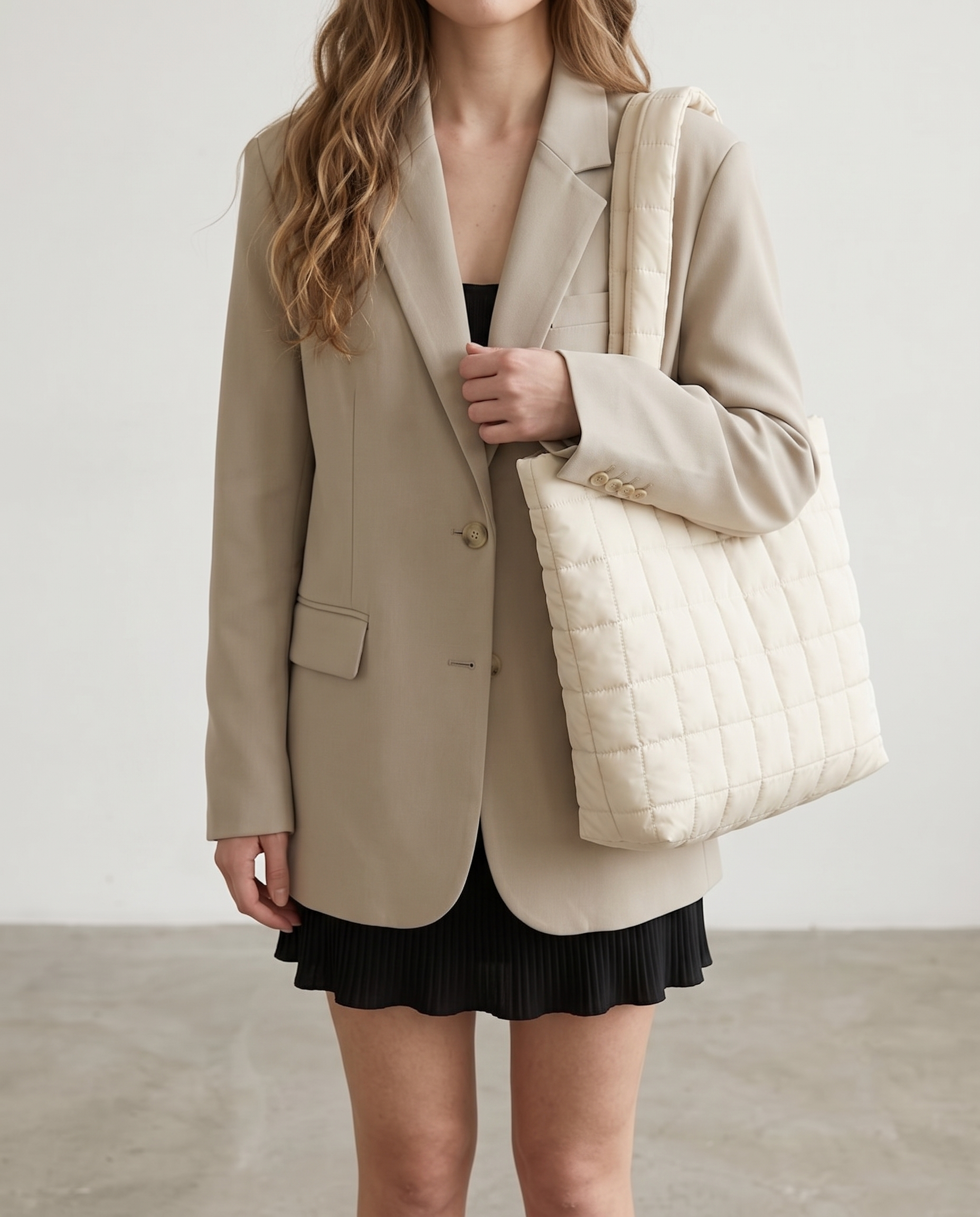 Briony Large Quilted Tote Bag - Khaki