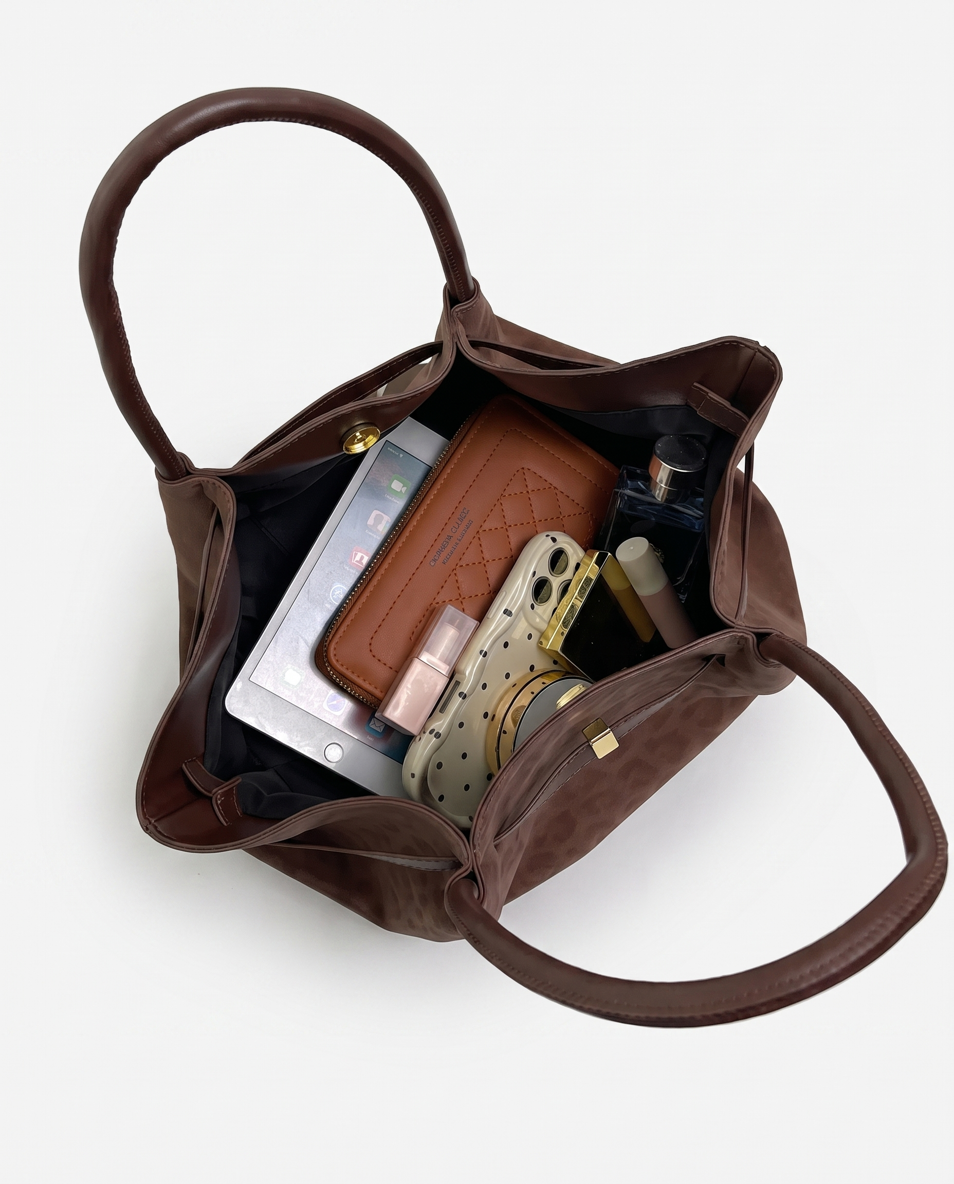 Clementine Suede Tote Bag - Coffee