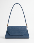 Philippa Croc Embossed Shoulder Bag - Blue