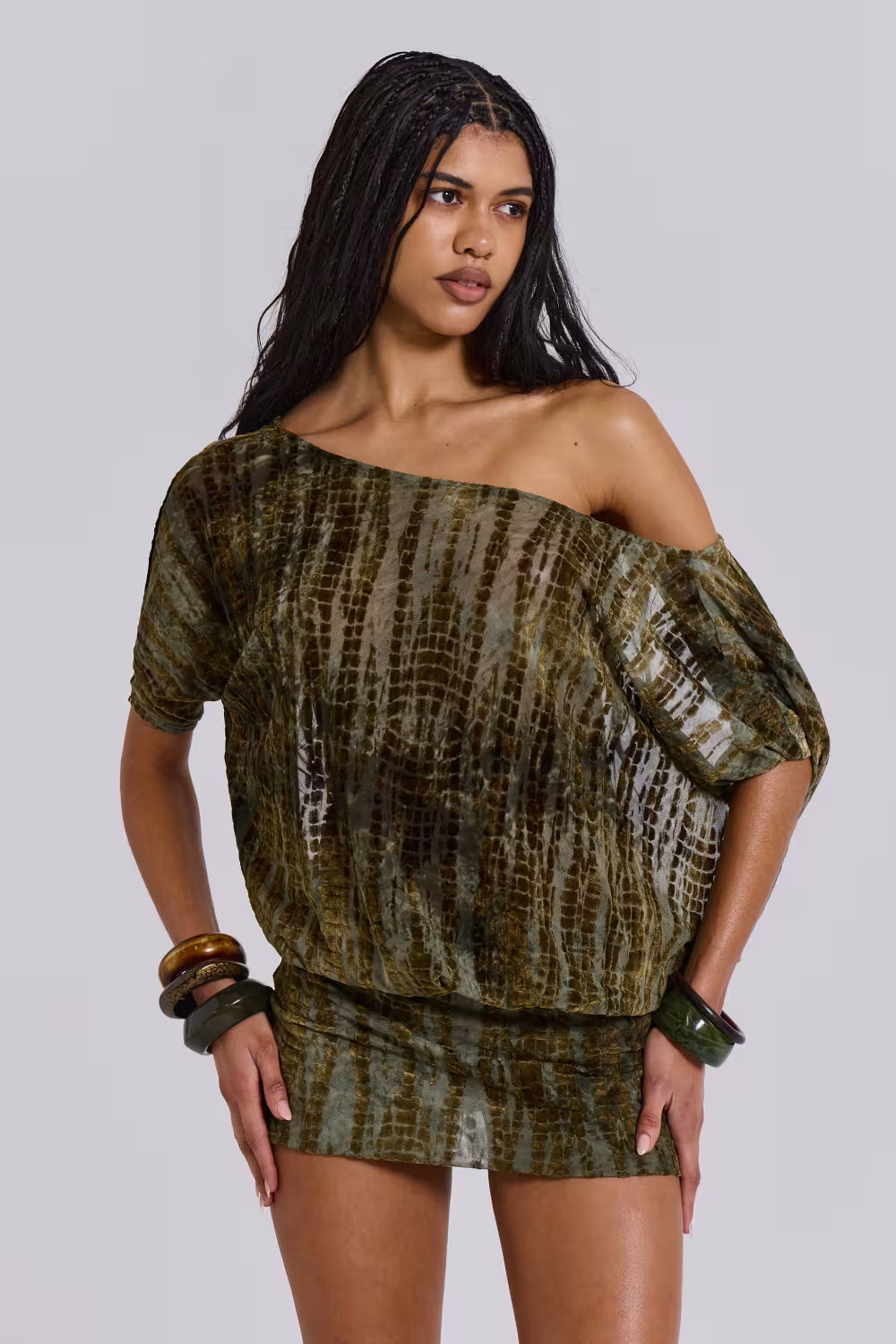 Nyla Velvet Devore One Shoulder Mini Dress