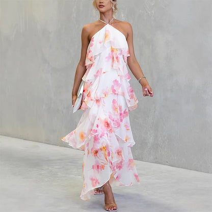 Valerie Tiered Ruffle Chiffon Maxi Dress