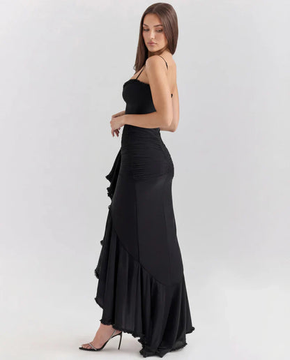 Tioravelle Draped Ruffle Wedding Guest Maxi Dress