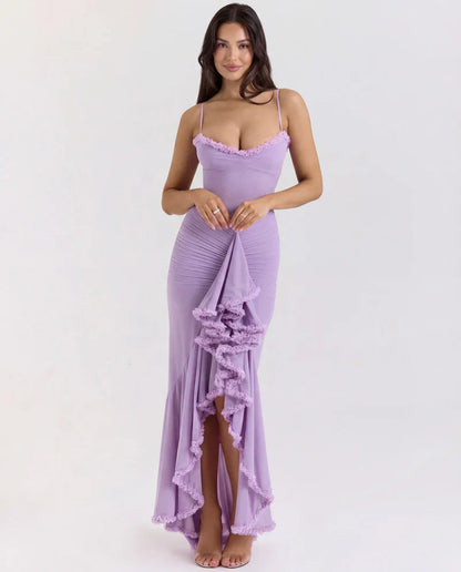 Tioravelle Draped Ruffle Wedding Guest Maxi Dress