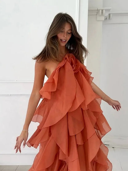 Valerie Tiered Ruffle Chiffon Maxi Dress