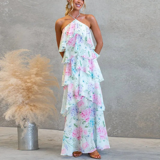 Valerie Tiered Ruffle Chiffon Maxi Dress