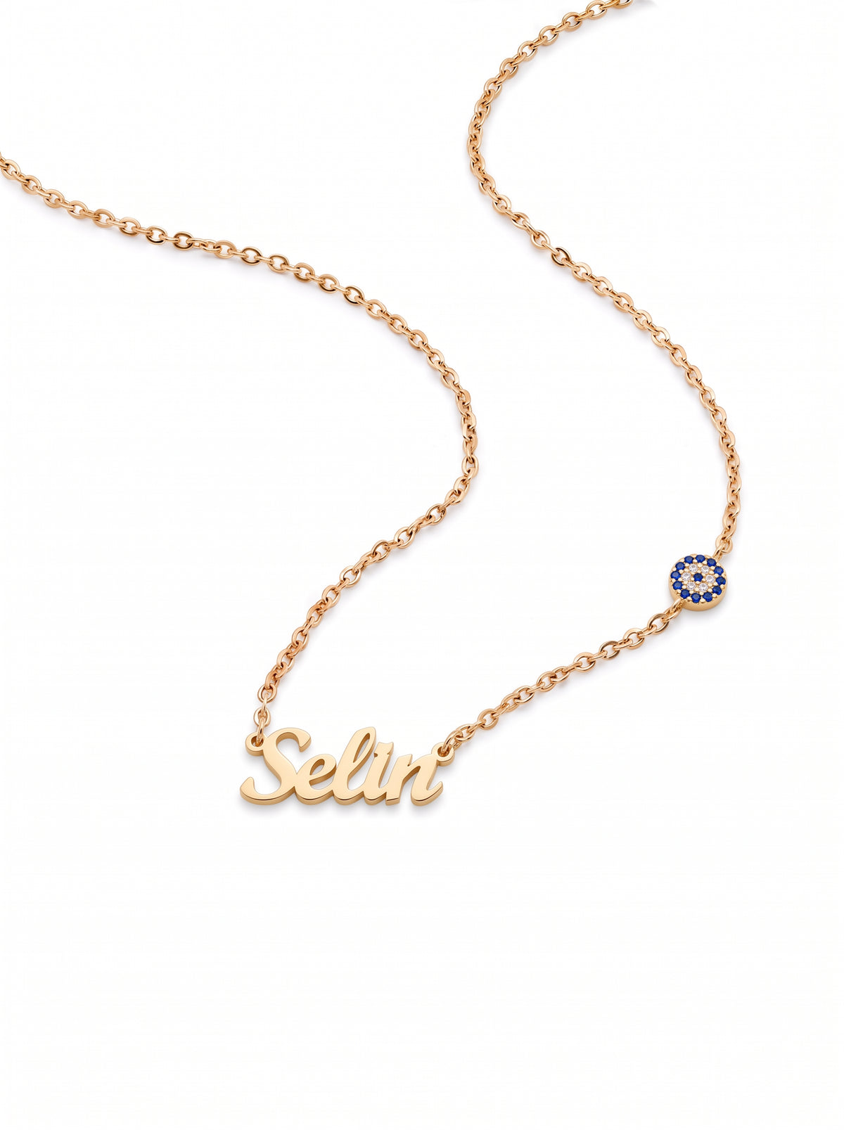 Evangeline Women's Custom Name Necklace with Evil Eye