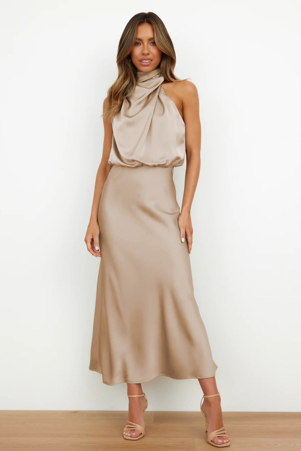 Naomi Satin Halter Maxi Dress
