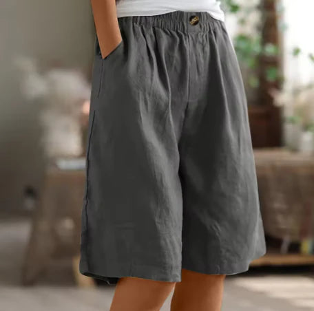 Gemerelle Linen Elastic Waist Casual Shorts