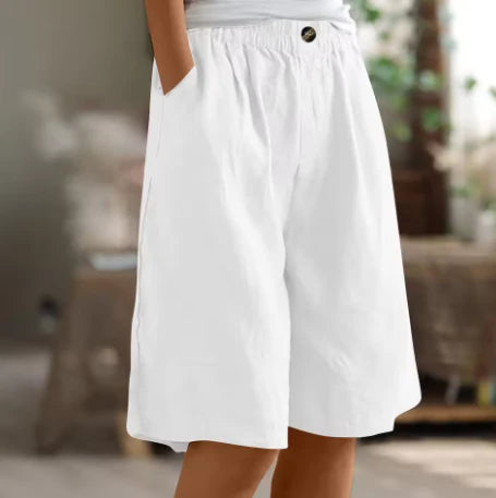 Gemerelle Linen Elastic Waist Casual Shorts
