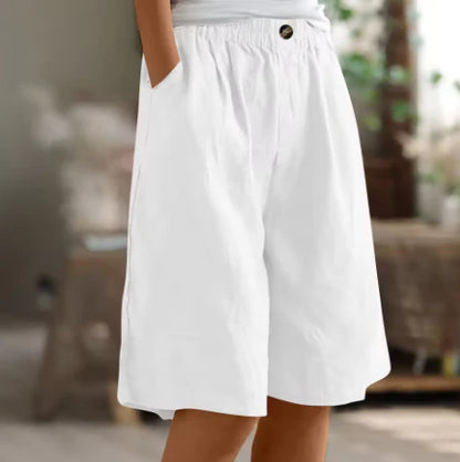 Gemerelle Linen Elastic Waist Casual Shorts