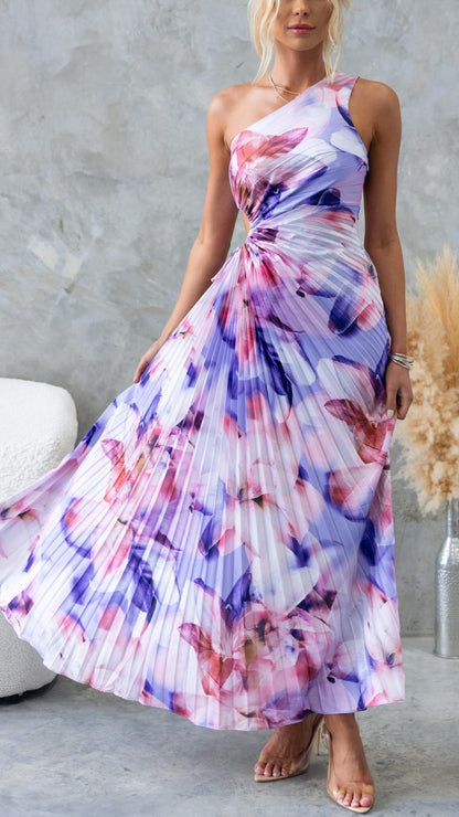 Aurora Floral Pleated Maxi Dress