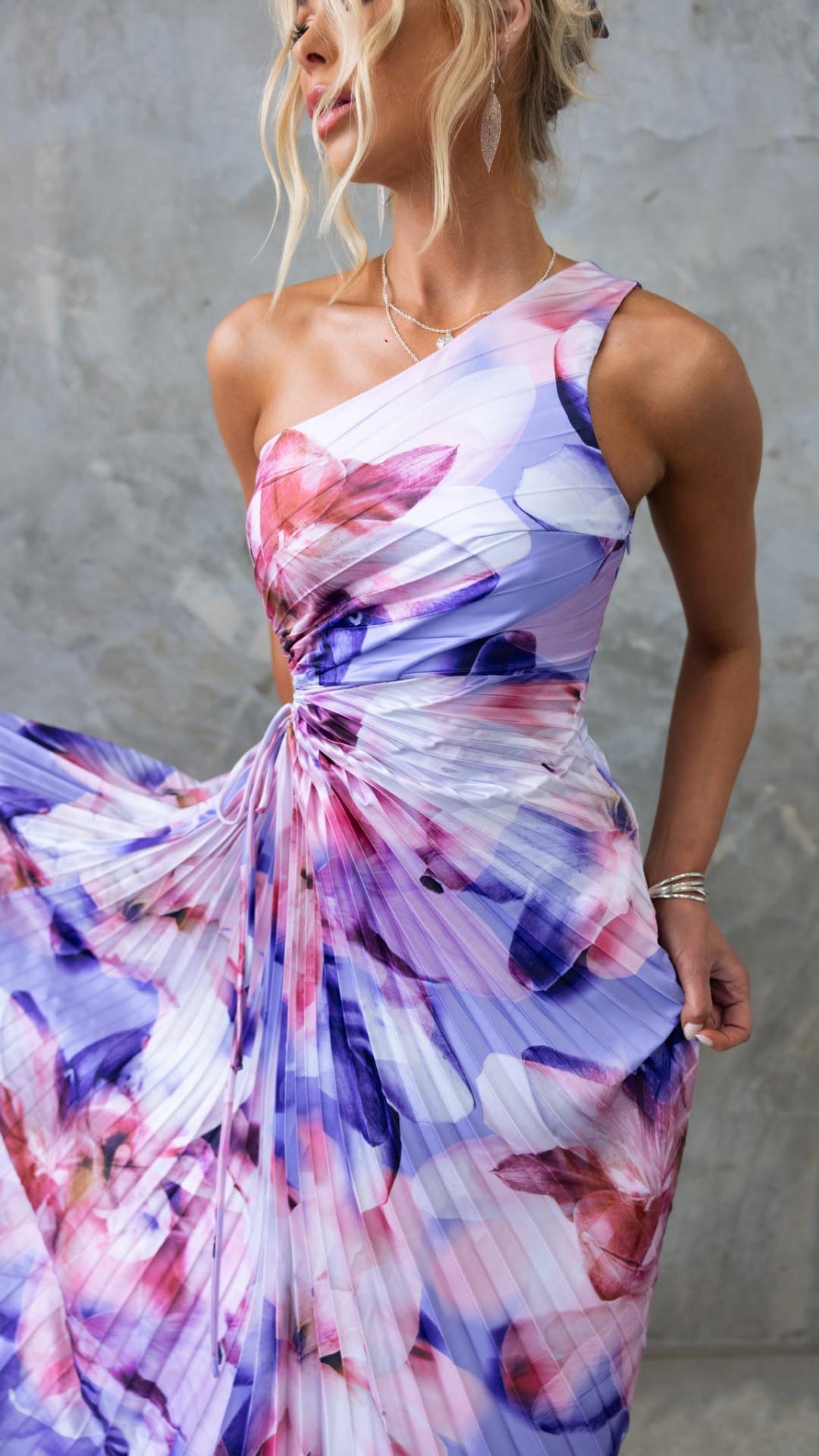 Aurora Floral Pleated Maxi Dress