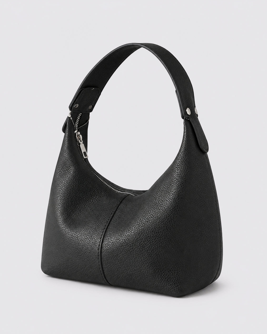 Vintage Pebbled Hobo Shoulder Bag - Black