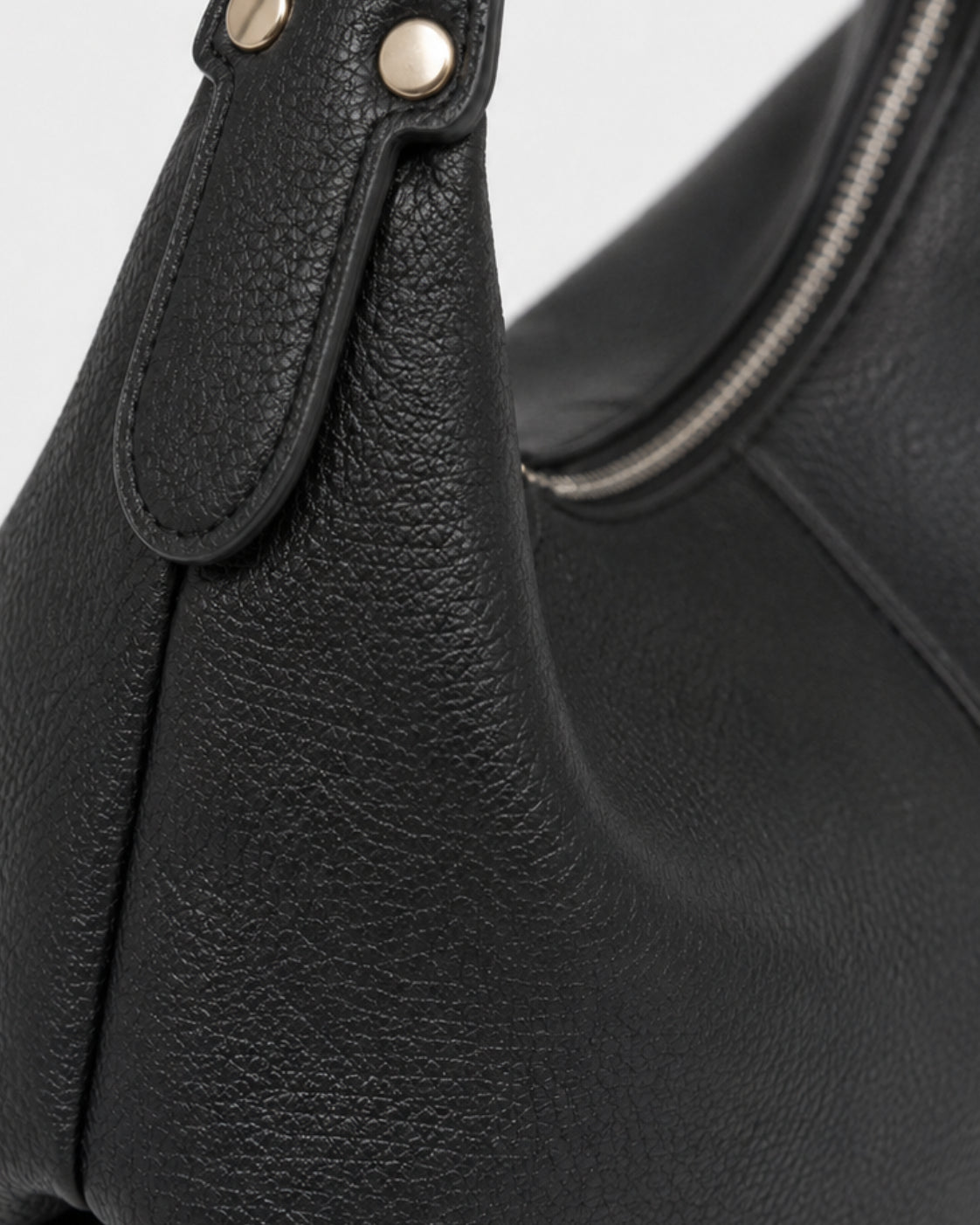 Vintage Pebbled Hobo Shoulder Bag - Black