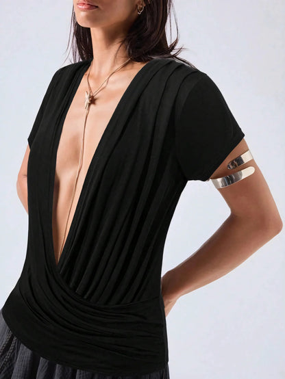Seraphine Plunge Wrap Front Ladies Summer Top