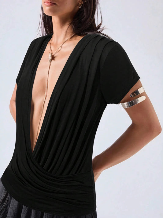 Seraphine Plunge Wrap Front Ladies Summer Top