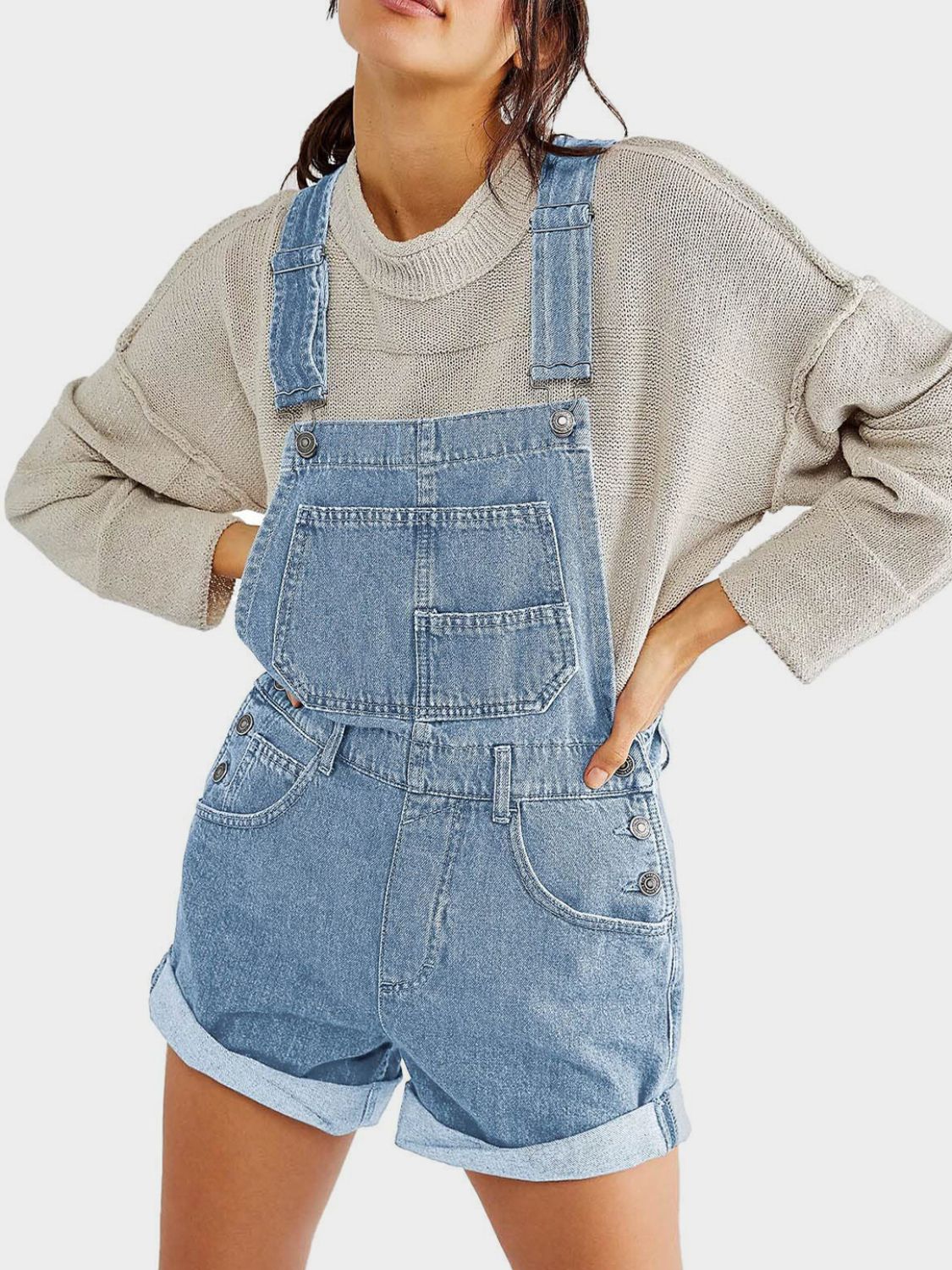 Fioralina Denim Overall Short Jumpsuit