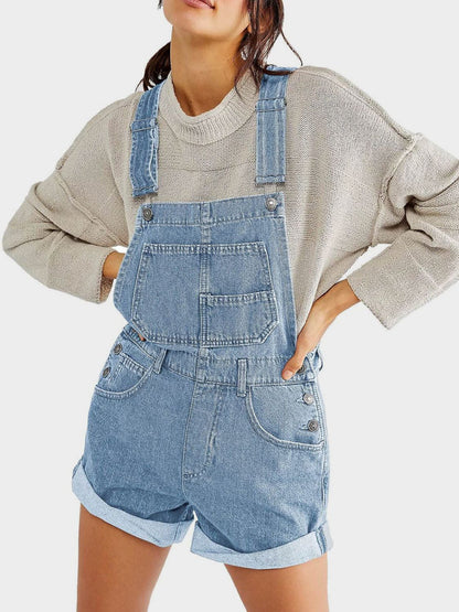 Fioralina Denim Overall Short Jumpsuit